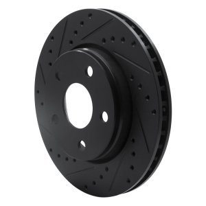 Jeep Wrangler Brake Rotor (1) - Front Left - R1 Concepts - Drilled & Slotted - Black - `07-`18